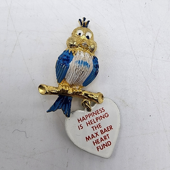 Bluebird Max Baer Heart Fund Lapel Pin FOE Happiness is Helping Fundraiser - Picture 2 of 5